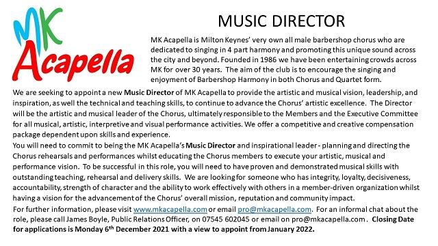 Music Director Recruitment 2021
